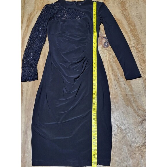 cache dress Women 2 Cocktail Black Longsleeve Zip J9 Made In USA - Picture 4 of 5